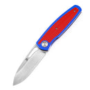 Kansept Mato K1050A1 – 3.30" Satin CPM-S35VN Drop Point Blade, Blue & Red G10 Handle, Liner Lock – Designed by Marco Villella