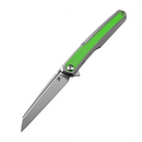 Kansept Arcus K1046A2 – 3.43" Stonewashed CPM-S35VN Wharncliffe Blade, Stonewashed Titanium Handle with Grass Green G-10 Inlay