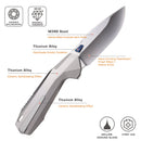 REMETTE RT-WK1 Disassembly Knife 3.46in M390 Blade Gray Titanium Handle WK1-D