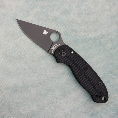 Spyderco Para 3 Salt – 2.93" Black DLC CPM MagnaCut PlainEdge, Black G-10 Handles, Compression Lock – C223GMCBKP