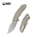 Kubey Knife Basilisk Button Lock Tan 3.23 inch 14C28N Tan G-10 KUB391C