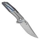 Kansept Deadite 3.52" Clip point Beadblasted Titanium + Titanium with Lightning Strike Finish Plain Blue K1081A2