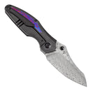 Kansept Baba Yaga 3.06" Damascus Blackwash Titanium + Timascus Inlay + Timascus Clip Blue K1074A8
