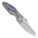 Kansept Baba Yaga 3.06" CPM 20CV Bead Blasted Titanium + Timascus Inlay Blue K1074A7