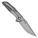 Kansept Deadite 3.52" Damascus Bead Blasted Titanium+Black & White Carbon Fiber Lightning Strike Titanium Color K1081A1