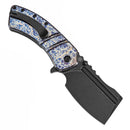 Kansept XL Korvid 3.55" CPM S35VN Titanium with Lightning Strike Finish Black Purple Blue K1030A11