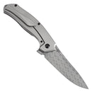 Kansept HAVÃƒËœRN 3.48" Damascus Titanium+Arctic Storm Fat Carbon Inlay Black and white K1069A3