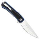 Tenable Kratos T1024A2 – 3.79" Nitro-V Blackwash Drop Point Blade, Black & Blue G10 Handle, Liner Lock – Designed by Ostap Hel