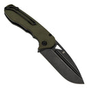Tenable Bömbur T1054A4 – 3.53" Blackwash D2 Drop Point Blade, Green Micarta Handle