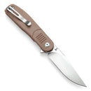 Tenable Einar T2072A5 – 3.13" Stonewashed Nitro-V Drop Point Blade, Brown Micarta Handle