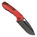 Tenable Bömbur T1054C2 – 3.53" Blackwash D2 Drop Point Blade, Dark Red F10 Handle with Frag Pattern