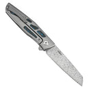 Kansept Cru 3.46" Damascus Plain Titanium & Artic Storm Fatcarbon Plain Blue-K1092A3