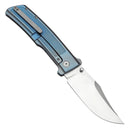 Bison Satin CPM S35VN Blue Anodized Titanium with Frag Pattern