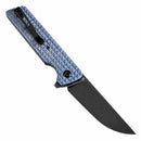 Tenable Anomaly T2038A3 – 3.14" Blackwash Nitro-V Drop Point Blade, Blue Micarta with Frag Pattern Handle, Liner Lock