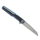 Kansept Arcus K1046A1 – 3.43" Satin CPM-S35VN Wharncliffe Blade, Blue Anodized Titanium Handle with Twill Carbon Fiber Inlays