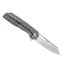 Kansept Shard K1006A15 – 3.48" Satin CPM-S35VN Reverse Tanto Blade, Tiger Stripe Flamed Titanium Handle, Frame Lock – Designed by Kim Ning