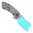 Kansept Mini Korvid 1.45" Light Blue Coating CPM S35VN Gradient Titanium Handle With Dimples K3030A10
