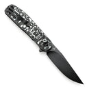 Tenable Einar T2072A4 – 3.13" Blackwash Nitro-V Drop Point Blade, Black & White Carbon Fiber Handle