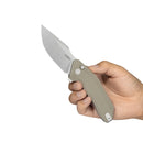 Kubey Knife Basilisk Button Lock Tan 3.23 inch 14C28N Tan G-10 KUB391C