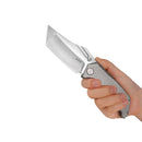 Kubey Hamster Frame Lock Folding Knife Gray Titanium Handle 3.46" Satin 14C28N KU402A