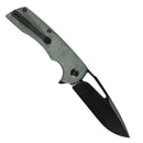 Kansept Kryo 3.58" Black Stonewashed 12C28N Green Micarta Green Black T1001M2