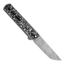 Kansept Foosa K2020T1 – 3.06" Damascus Tanto Blade, Black & White Carbon Fiber Handle, Slip Joint – Designed by Rolf Helbig