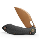 TRIVISA Batwing-CG/L JM10L-CG-14 – 3.4" 14C28N Sheepfoot Crossbar Lock Knife with Carbon Fiber G10 Handle