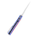 Kansept Mato K1050A1 – 3.30" Satin CPM-S35VN Drop Point Blade, Blue & Red G10 Handle, Liner Lock – Designed by Marco Villella
