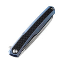 Kansept Arcus K1046A1 – 3.43" Satin CPM-S35VN Wharncliffe Blade, Blue Anodized Titanium Handle with Twill Carbon Fiber Inlays