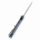 Tenable Anomaly T2038T3 – 3.14" Blackwash Nitro-V Tanto Blade, Blue Micarta Handle with Frag Pattern and Liner Lock