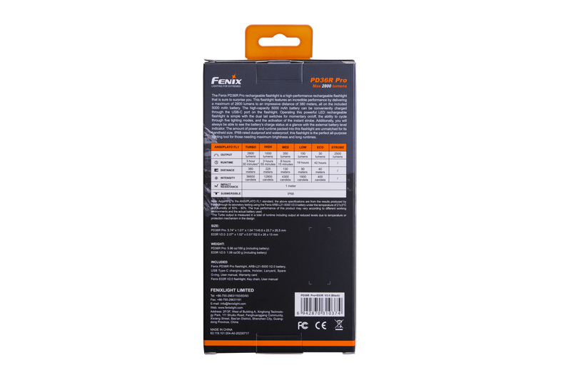 Fenix PD36R Pro 2800 Lumen USB-C Rechargeable Flashlight w/ E03R V2 Holiday Kit