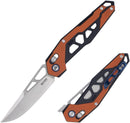 SRM Mecha 9225-GJ Front Flipper Folding Knife 3.27in D2 Steel Blade Orange G10 Handles