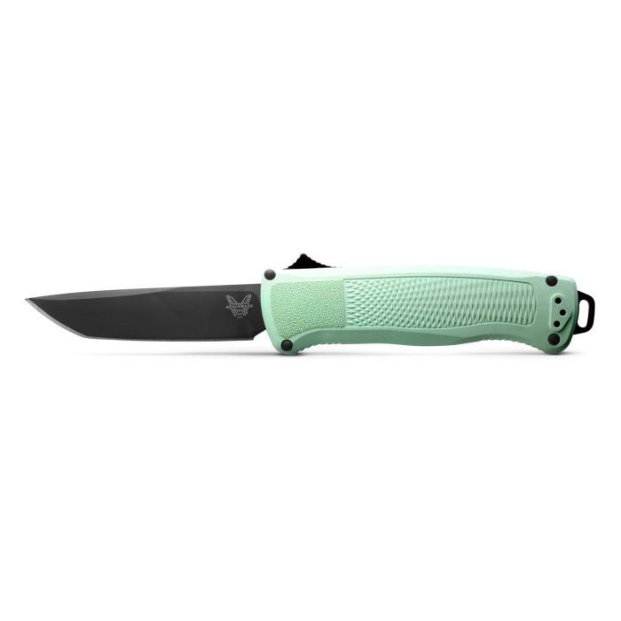 Benchmade 5370BK-03 Limited Shootout OTF AUTO Knife 3.51" CPM-CruWear Black DLC Tanto Blade, Sea Foam Grivory Handles