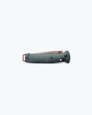 Benchmade Bailout 537FE-2601 closed view with Taiga Green aluminum handle