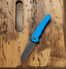 Pro-Tech Malibu 5403-Blue front view – 3.25" DLC black MagnaCut reverse tanto folding knife
