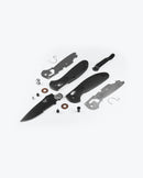 Benchmade Mini Griptilian 556SBK-S30V black Grivory handle and component detail