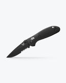 Benchmade Mini Griptilian 556SBK-S30V open position showing black CPM-S30V drop-point blade