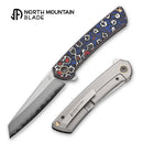 North Mountain Echo 3.5" Sheepsfoot Blade Red & Blue Ceramic Carbon Fiber Titanium Handle