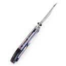 Kansept Tipper 3.38" Damascus Titanium with Lightning Strike Finish Blue Purple K1079A3