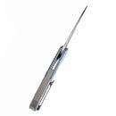 Kansept Thoth 3.43" Damascus Bead Blasted Titanium + Lightning Strike Finished Titanium Inlay Plain BlueK1075T5