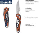 SRM Mecha 9225-GJ Front Flipper Folding Knife 3.27in D2 Steel Blade Orange G10 Handles