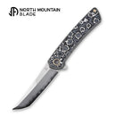 North Mountain Zero 3.5" Tanto Blade White Camo Ceramic Carbon Fiber Handles