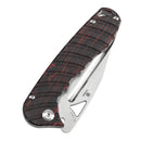 Tenable Bömbur T1054C1 – 3.53" Stonewashed D2 Blade, Black & Red G-Mascus Handle with Liner Lock