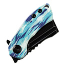 Kansept Mini Korvid 1.45" Stonewashed 154CM Jade G10 with Icicle Camo Jade、Blue、Black T3030C2