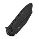 Kansept Kosame Button Lock T1093F2 – 3.37" 154CM Blackwash Blade, Blackwash Titanium with Blue Carbon Fiber Inlay
