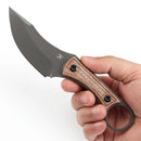 Kansept Niko 3.54" D2 Brown Micarta with Frag Pattern G004A8