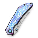 Kansept Tipper 3.38" Damascus Titanium with Lightning Strike Finish Blue Purple K1079A3