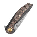 Kansept Accipiter 3.50" Damascus Titanium+Copper Carbon Fiber Color K1007E4