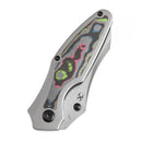 Kansept Baba Yaga 3.06" CPM 20CV Bead Blasted Titanium + 80S Camo Carbon Inlay Yellow, Blue K1074A4