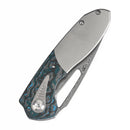 Kansept Thoth 3.43" Damascus Bead Blasted Titanium + Arctic Storm Fatcarbon Plain Blue K1075A2